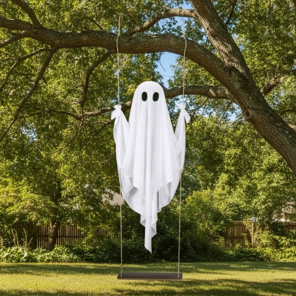 Halloween Hanging Ghost Decoration with LED Light Up and Remote Control for Yard - Image 2