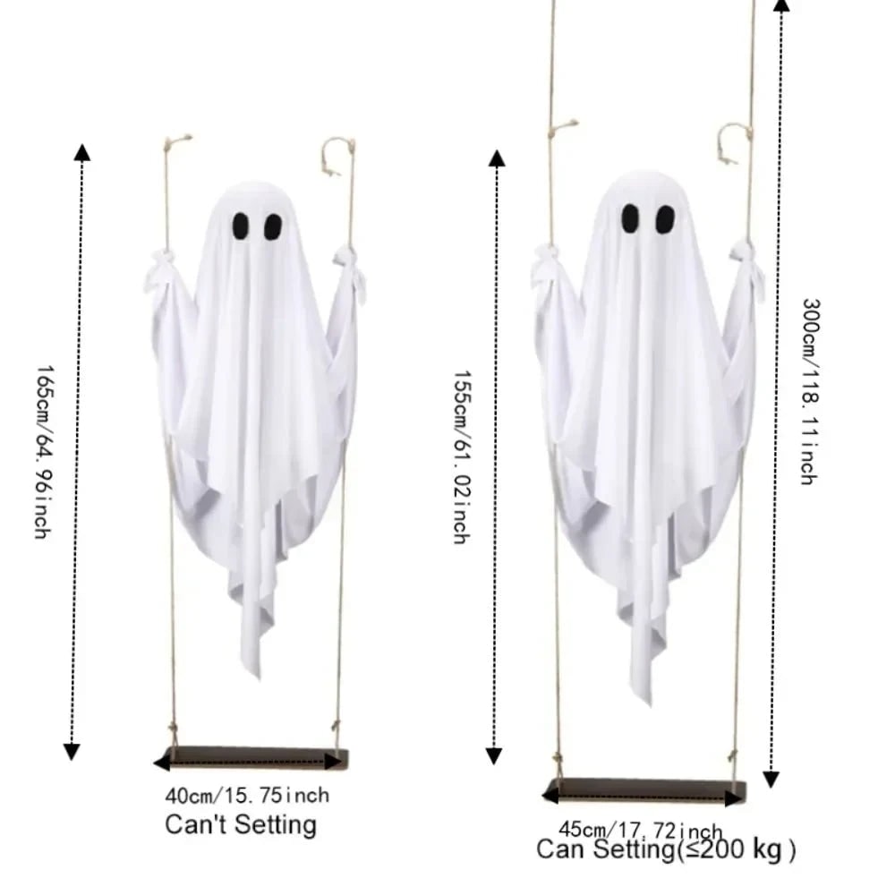 Halloween Hanging Ghost Decoration with LED Light Up and Remote Control for Yard - Image 4