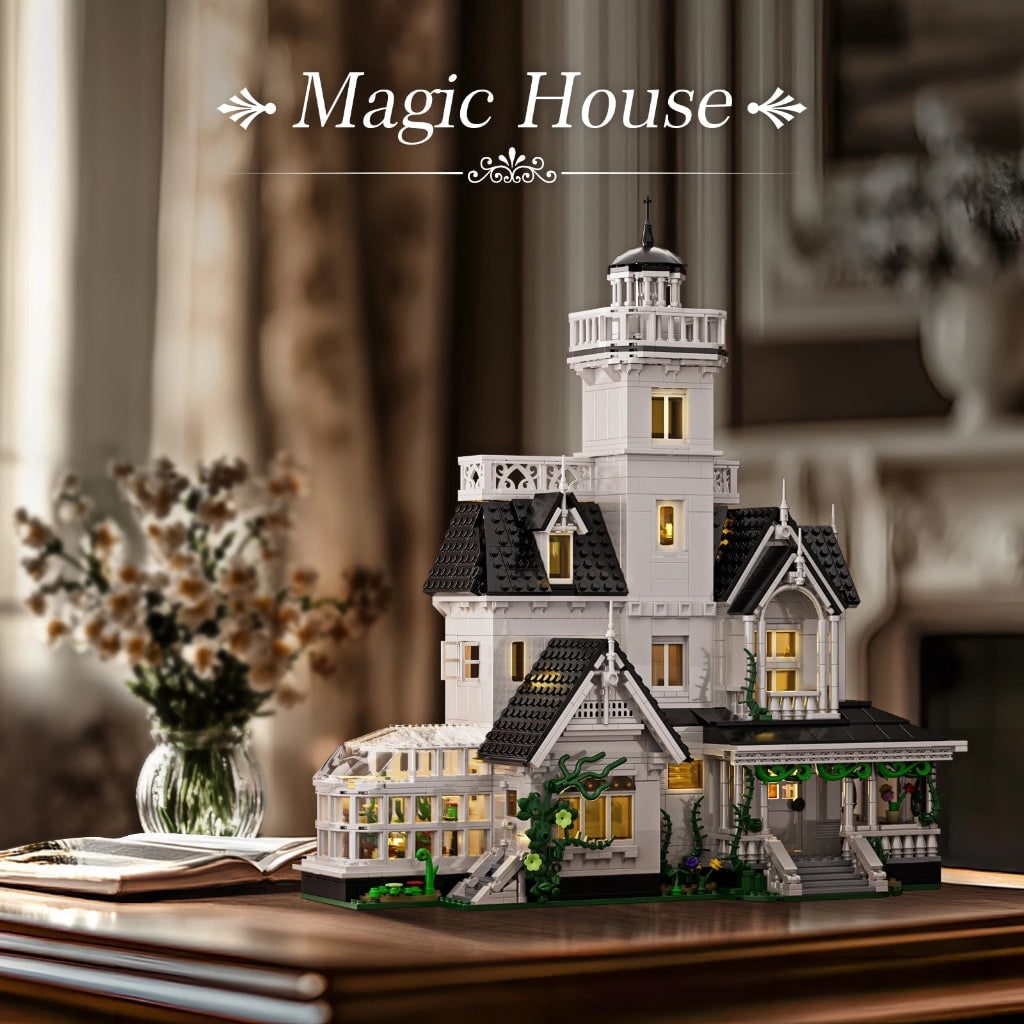Halloween Haunted House Building Block Set with LED Lights and Brick Construction - Image 3