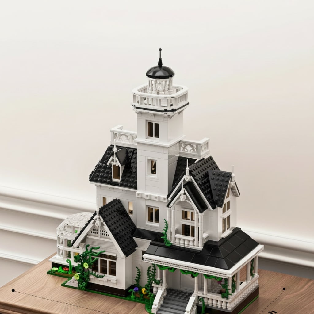 Halloween Haunted House Building Block Set with LED Lights and Brick Construction - Image 4