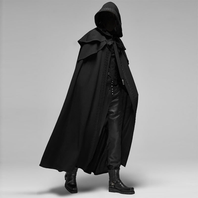 Halloween Hooded Cloak with Cape and Embroidered Trim for Costume Party and Haunted House - Image 1
