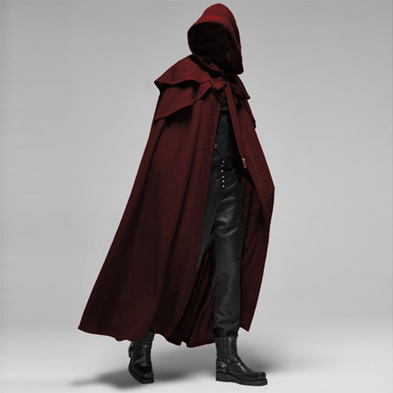 Halloween Hooded Cloak with Cape and Embroidered Trim for Costume Party and Haunted House - Image 2