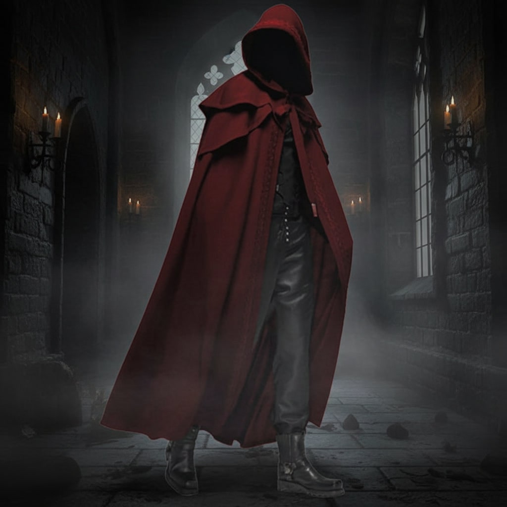 Halloween Hooded Cloak with Hood and Shoulder Capelet for Gothic Witch Costume Party - Image 2
