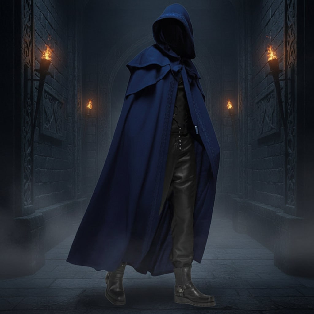 Halloween Hooded Cloak with Hood and Shoulder Capelet for Gothic Witch Costume Party - Image 3