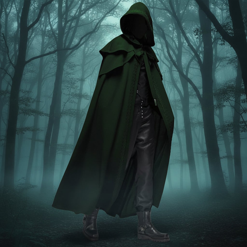 Halloween Hooded Cloak with Hood and Shoulder Capelet for Gothic Witch Costume Party - Image 4