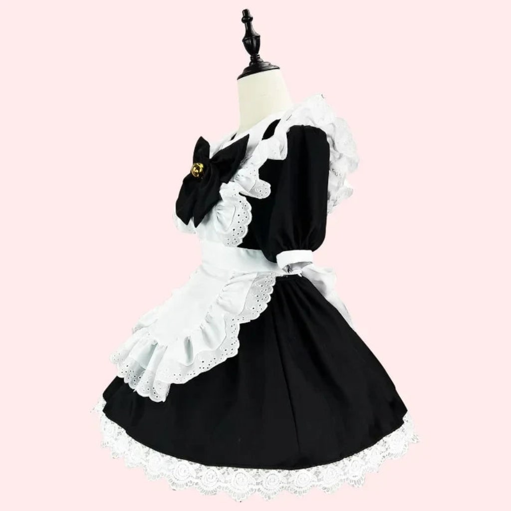 Halloween House Maid Costume Dress with Ruffled Apron and flying boy Collar for Plus Size - Image 3