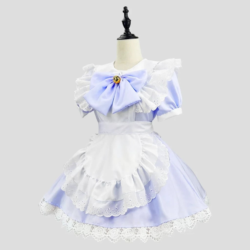 Halloween House Maid Costume Dress with Ruffled Apron and flying boy Collar for Plus Size - Image 4