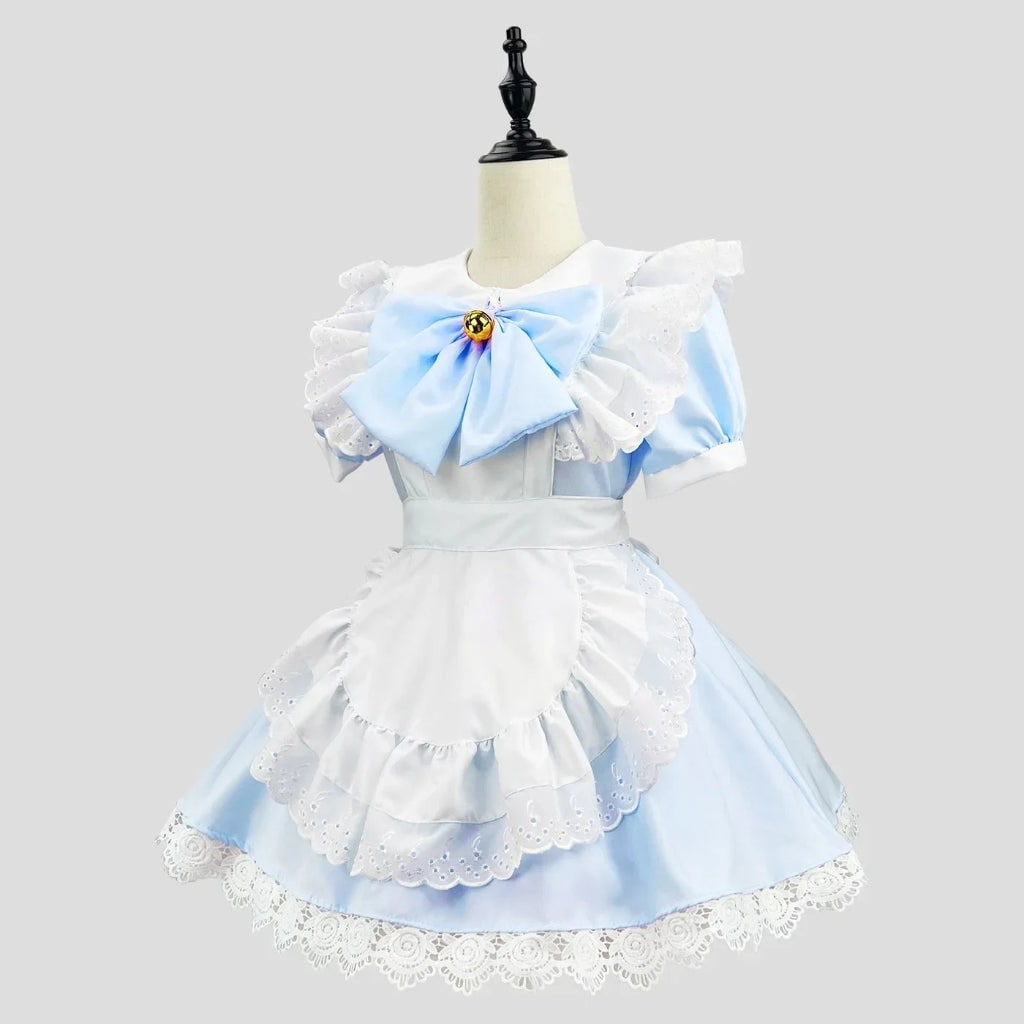 Halloween House Maid Costume Dress with Ruffled Apron and flying boy Collar for Plus Size - Image 7