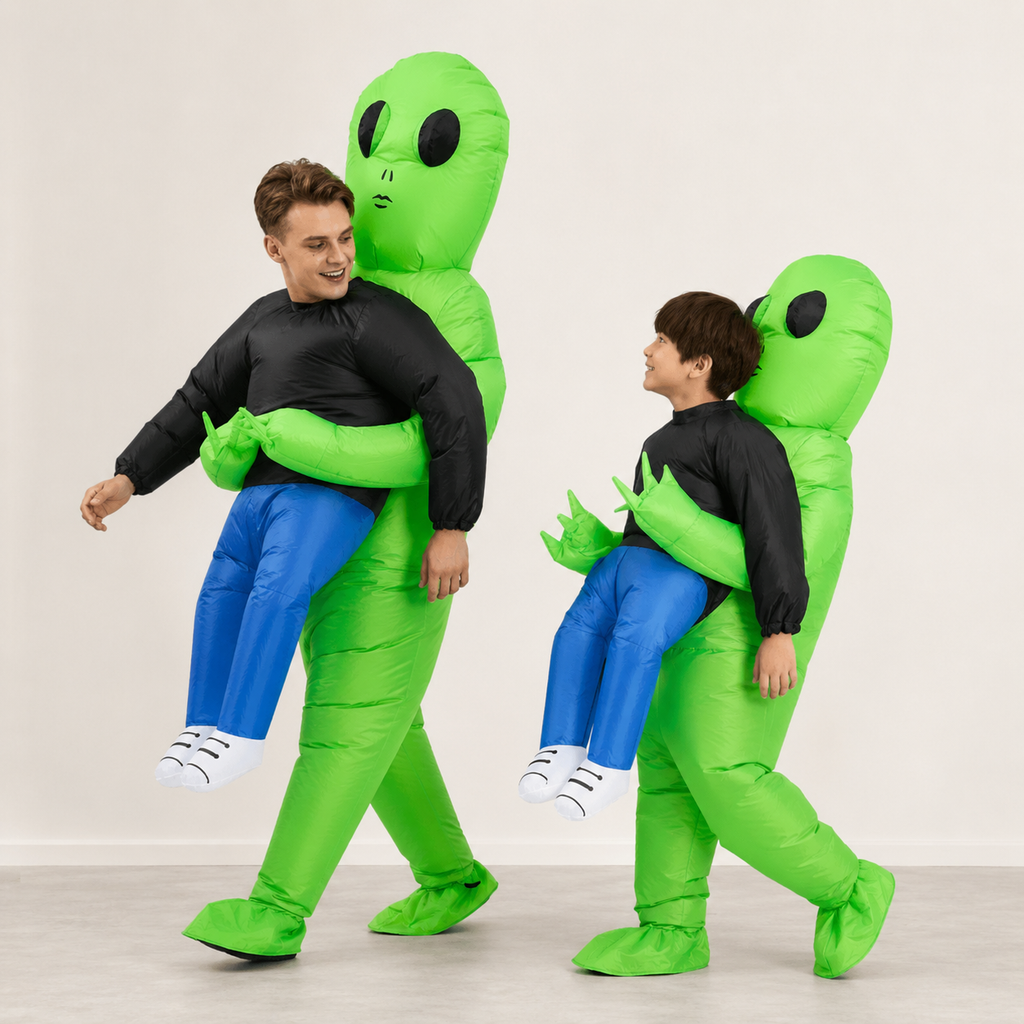 Halloween Inflatable Alien Costume with Built-In Fan for Space Party Piggyback Outfit - Image 1