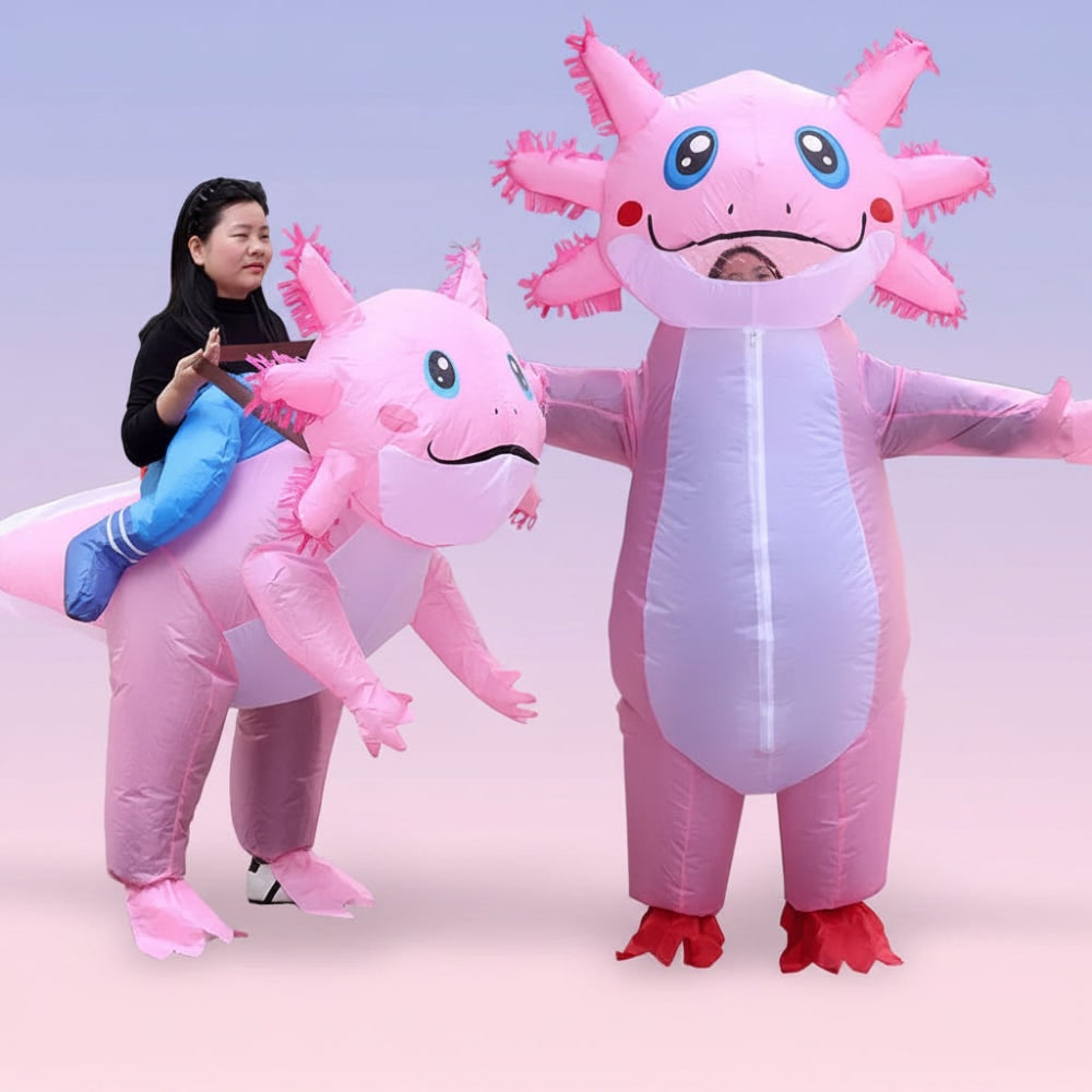 Halloween Inflatable Axolotl Costume with Battery Operated Fan Animal - Image 1