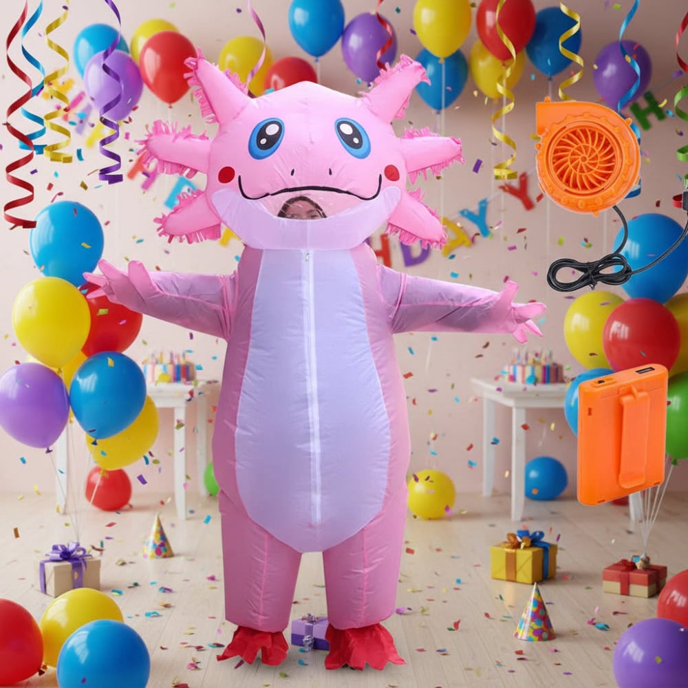 Halloween Inflatable Axolotl Costume with Battery Operated Fan Animal - Image 3