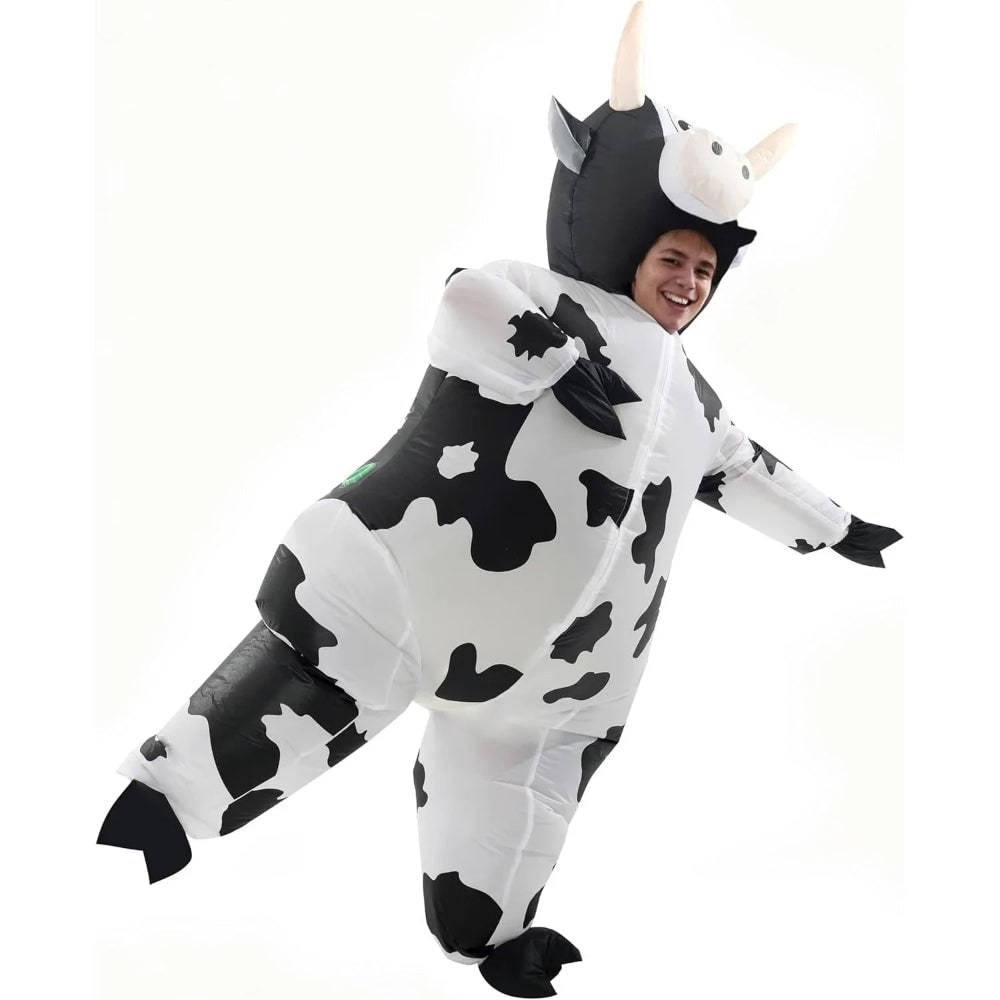 Halloween Inflatable Cow Costume with Built-In Fan and Hoof Covers Suit - Image 4