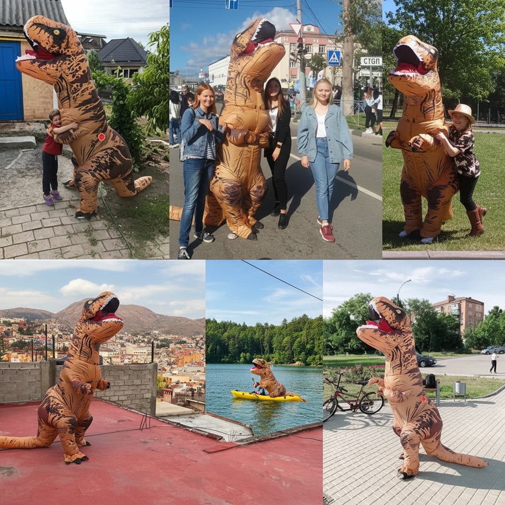 Halloween Inflatable Dinosaur Costume Outfit Suit with Battery-Operated Fan for Party - Image 2