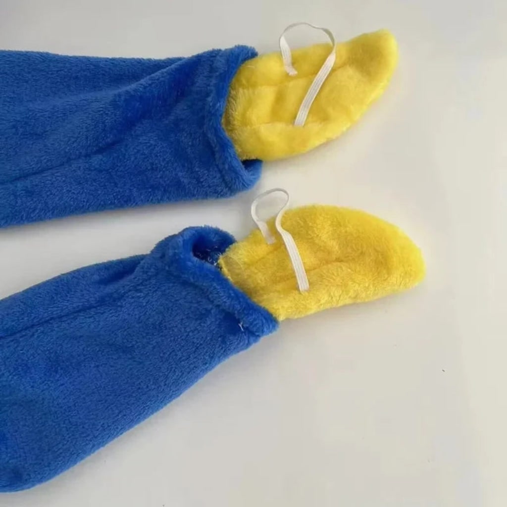 Halloween Kids' Plush Monster Hooded Jumpsuit Costume with Stuffed Eyes and Felt Teeth - Image 3