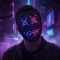 Halloween LED Light Up Full Face Mask with Programmable Patterns and USB Rechargeable Battery - Image 1