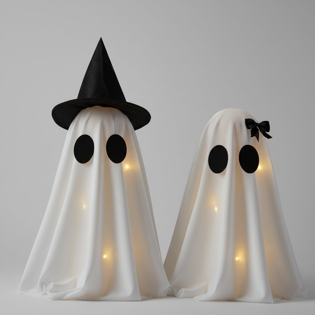 Halloween LED String Lights Ghost Decorations Set of Two for Indoor Tabletop Display Hanging - Image 1