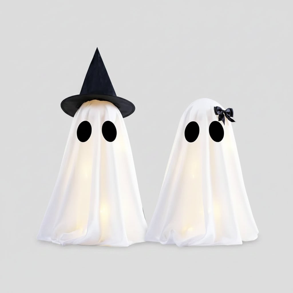 Halloween LED String Lights Ghost Decorations Set of Two for Indoor Tabletop Display Hanging - Image 2