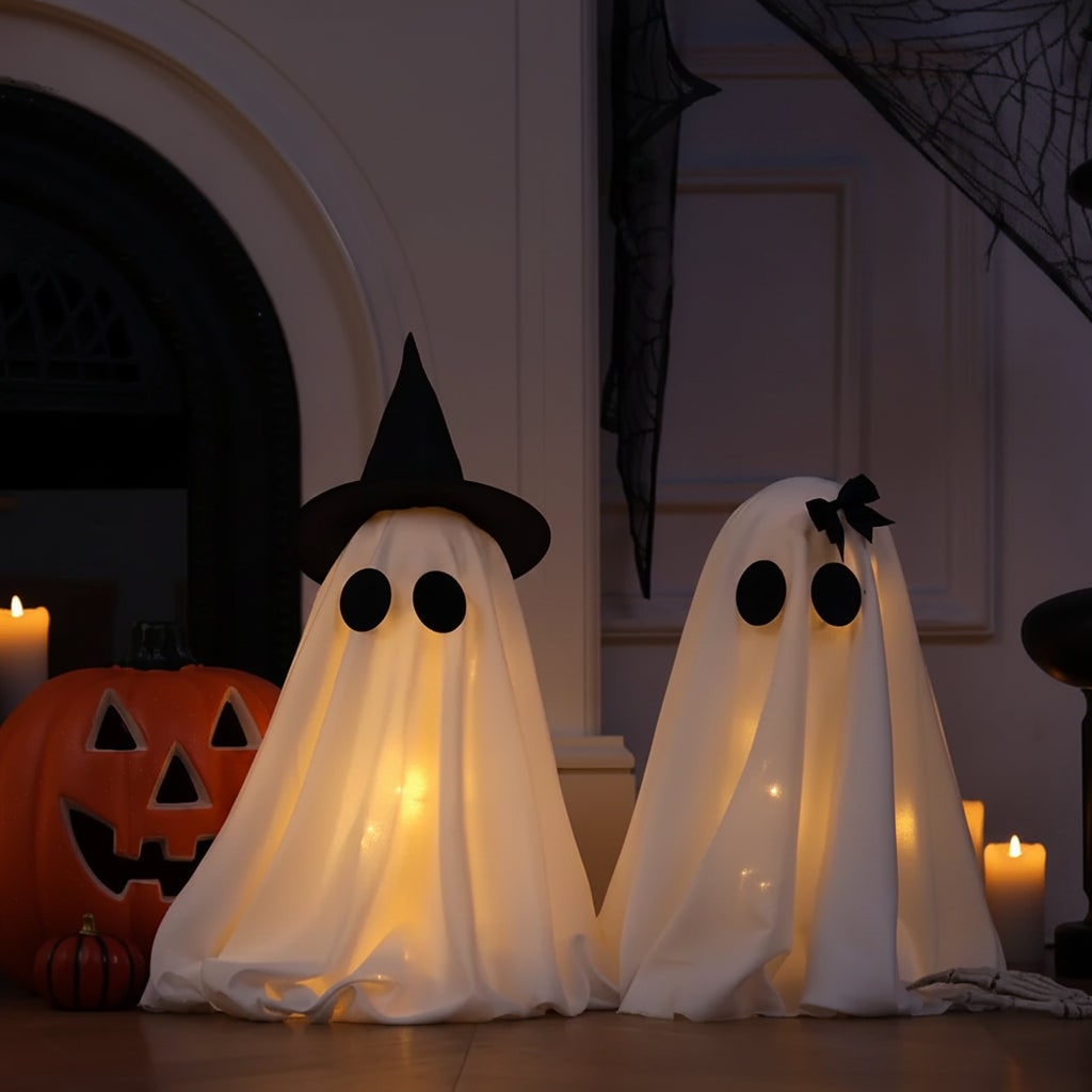 Halloween LED String Lights Ghost Decorations Set of Two for Indoor Tabletop Display Hanging - Image 3