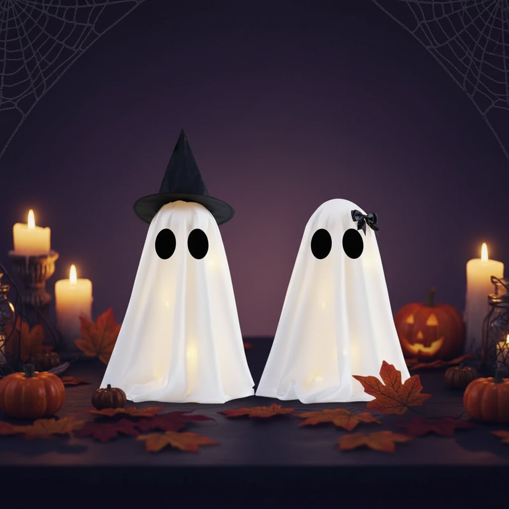 Halloween LED String Lights Ghost Decorations Set of Two for Indoor Tabletop Display Hanging - Image 4