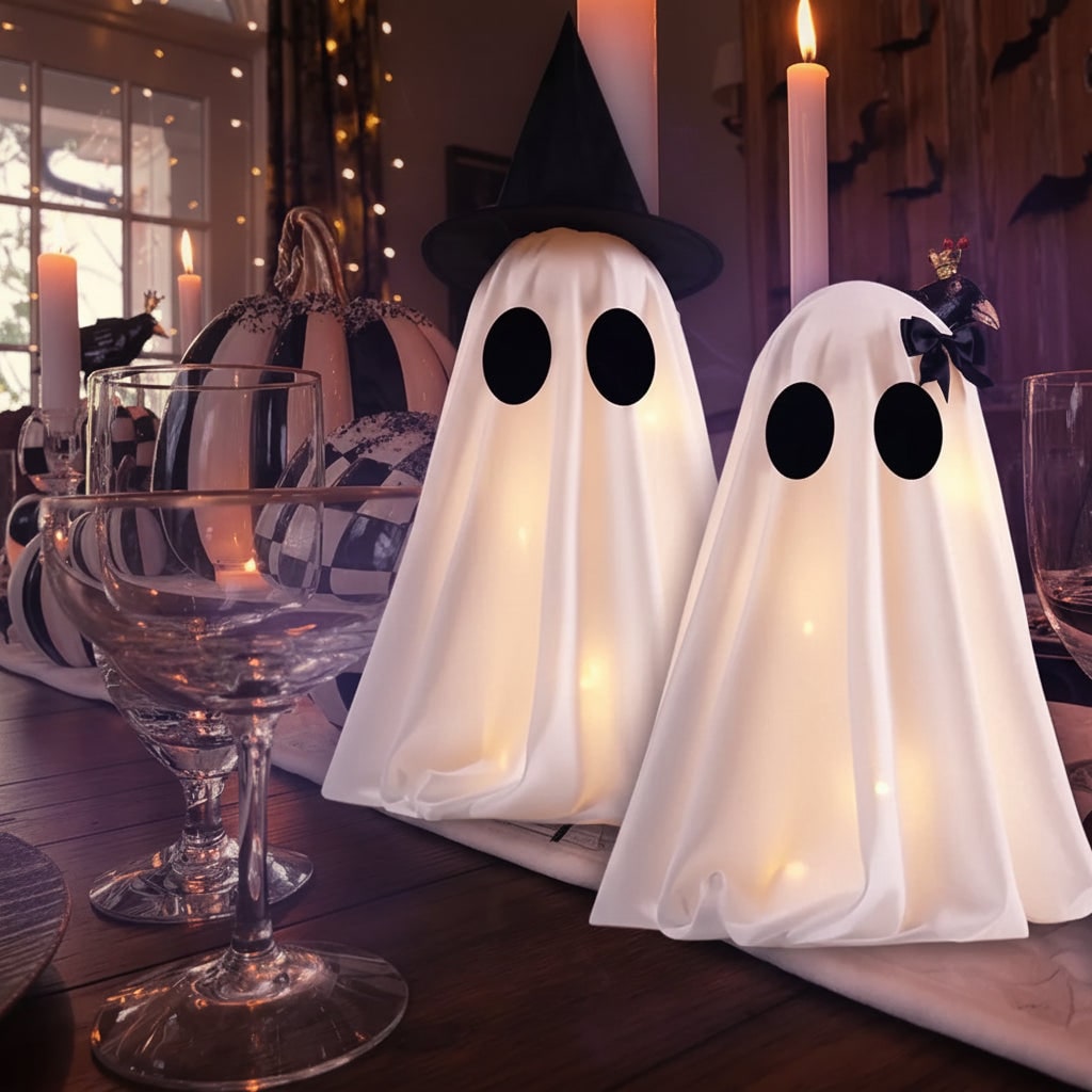 Halloween LED String Lights Ghost Decorations Set of Two for Indoor Tabletop Display Hanging - Image 5