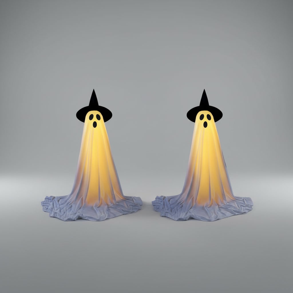 Halloween Lights Outdoor Ghost Decor with LED Up Witch Hat Decoration for Yard Party - Image 2