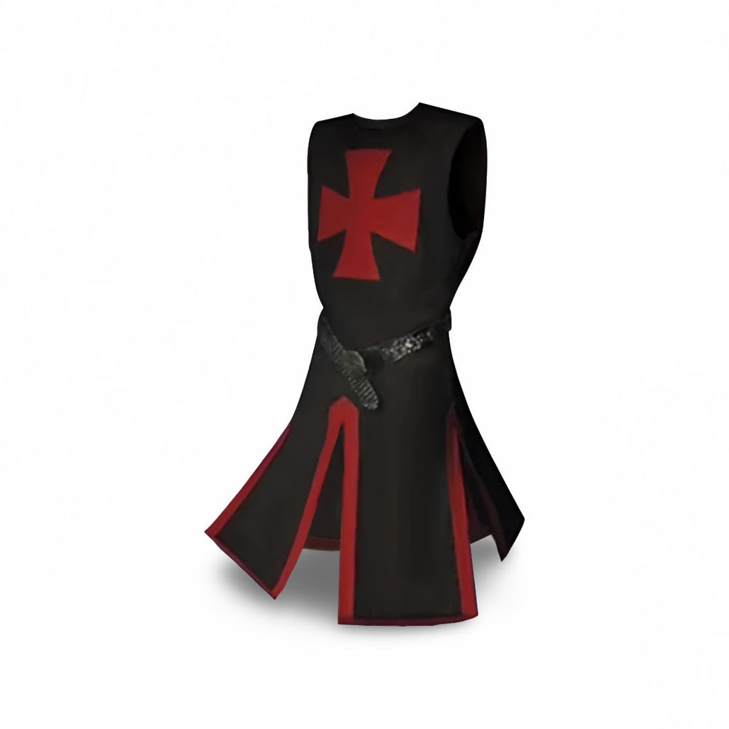 Halloween Medieval Knight Costume with Tunic and Hooded Cape for Cosplay Party - Image 2
