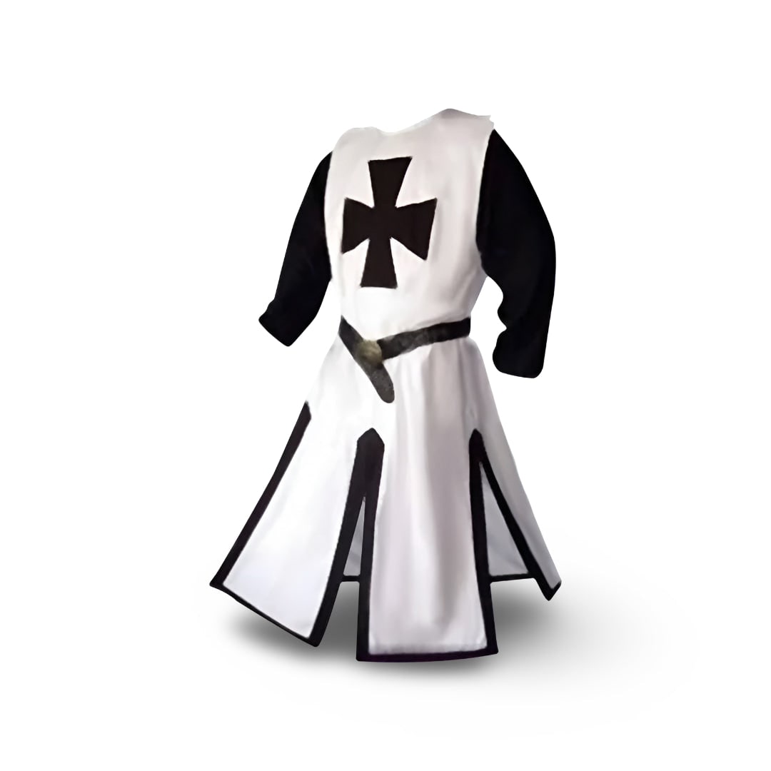 Halloween Medieval Knight Costume with Tunic and Hooded Cape for Cosplay Party - Image 9