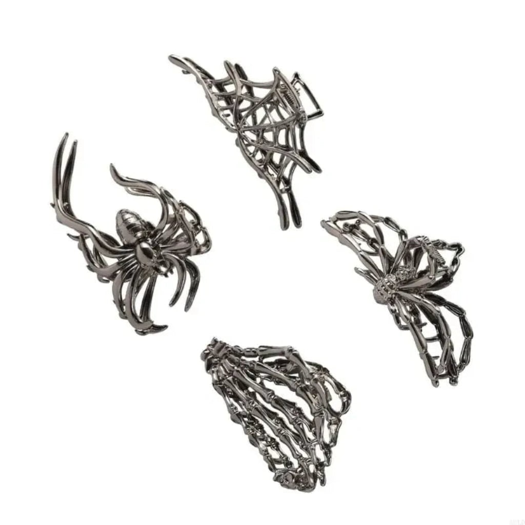 Halloween Metal Hair Claw Clips with Spider Bat Skeleton and Spiderweb Designs for Party - Image 6