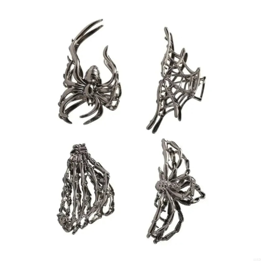 Halloween Metal Hair Claw Clips with Spider Bat Skeleton and Spiderweb Designs for Party - Image 7