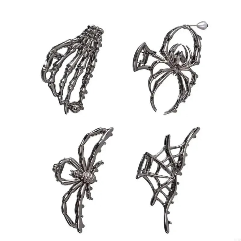 Halloween Metal Hair Claw Clips with Spider Bat Skeleton and Spiderweb Designs for Party - Image 8