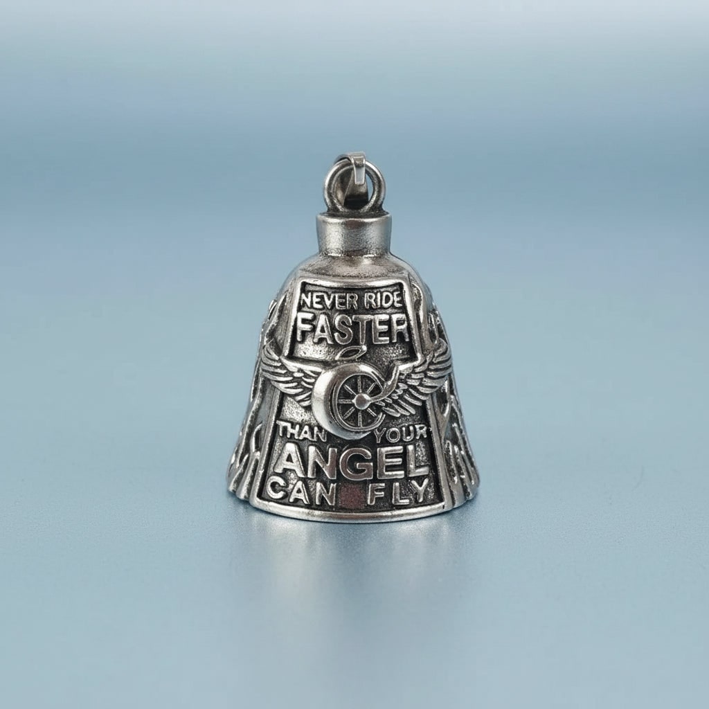 Halloween Motorcycle Guardian Bell Biker Bike Charm with Antique Silver Plated Pendant and Chain - Image 10
