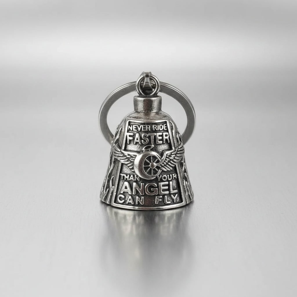 Halloween Motorcycle Guardian Bell Biker Bike Charm with Antique Silver Plated Pendant and Chain - Image 6