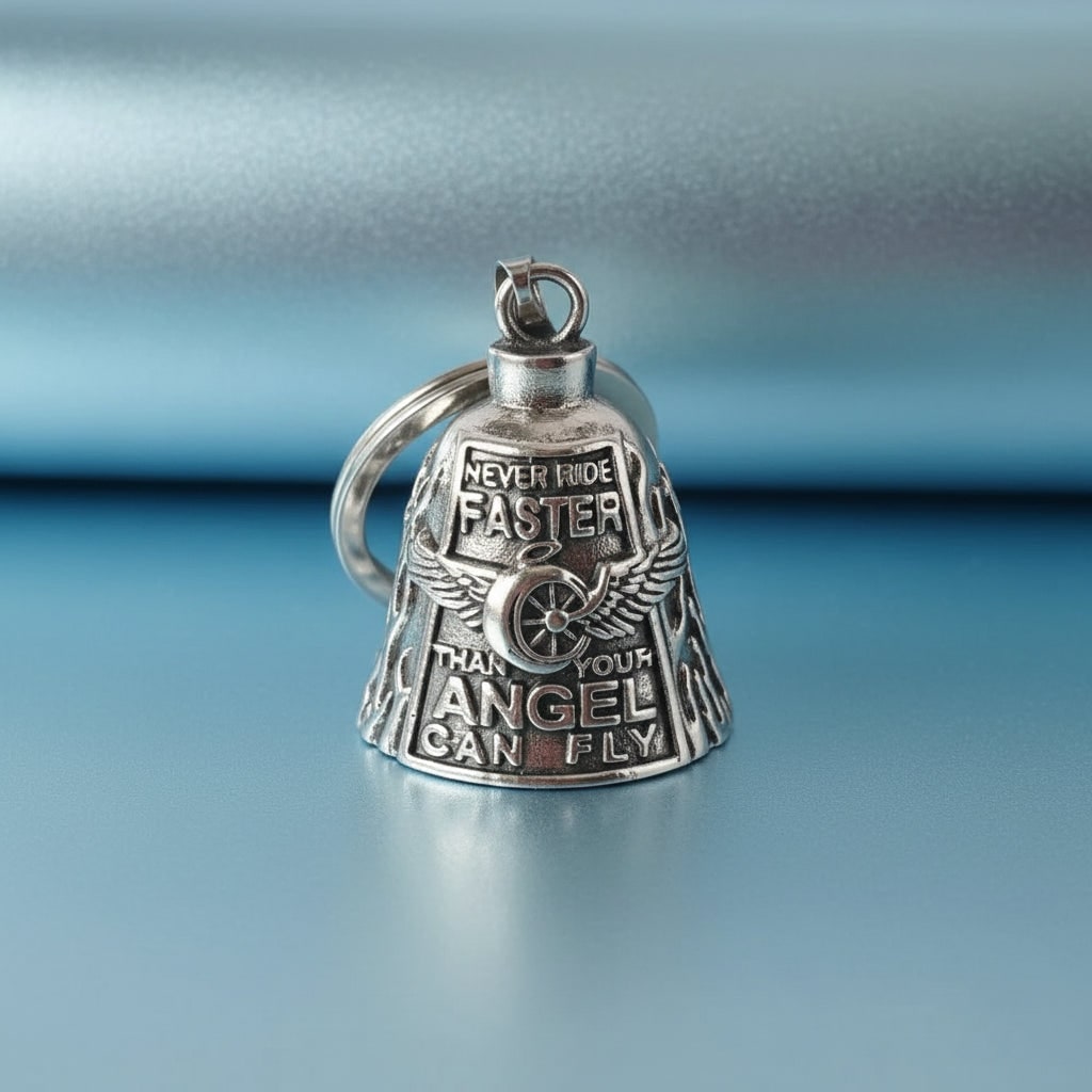Halloween Motorcycle Guardian Bell Biker Bike Charm with Antique Silver Plated Pendant and Chain - Image 8