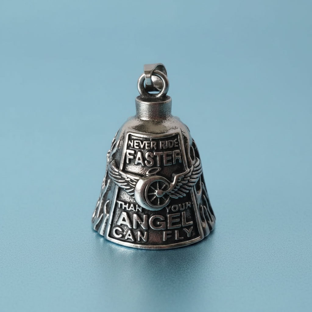 Halloween Motorcycle Guardian Bell Biker Bike Charm with Antique Silver Plated Pendant and Chain - Image 9