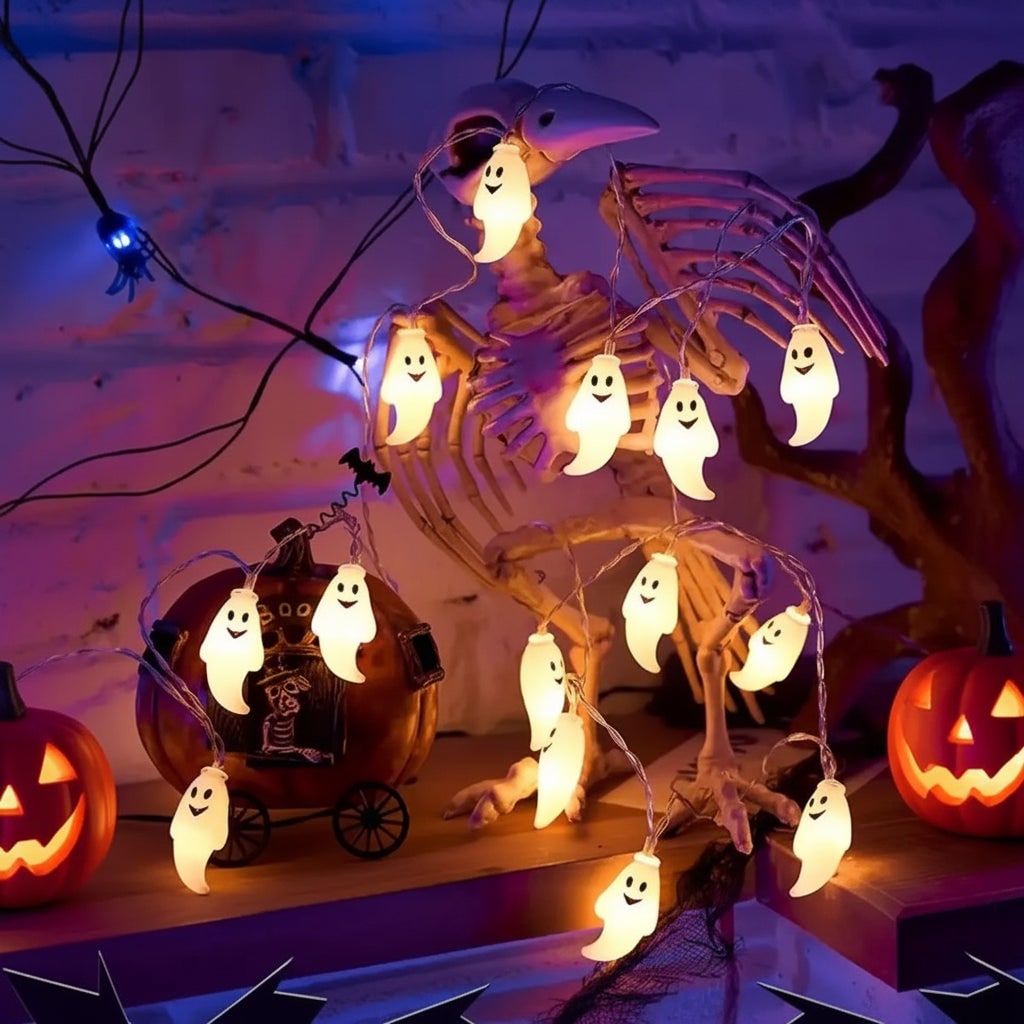 Halloween Outdoor Ghost String Lights with Battery Operated LED for Patio and Backyard Decoration - Image 3