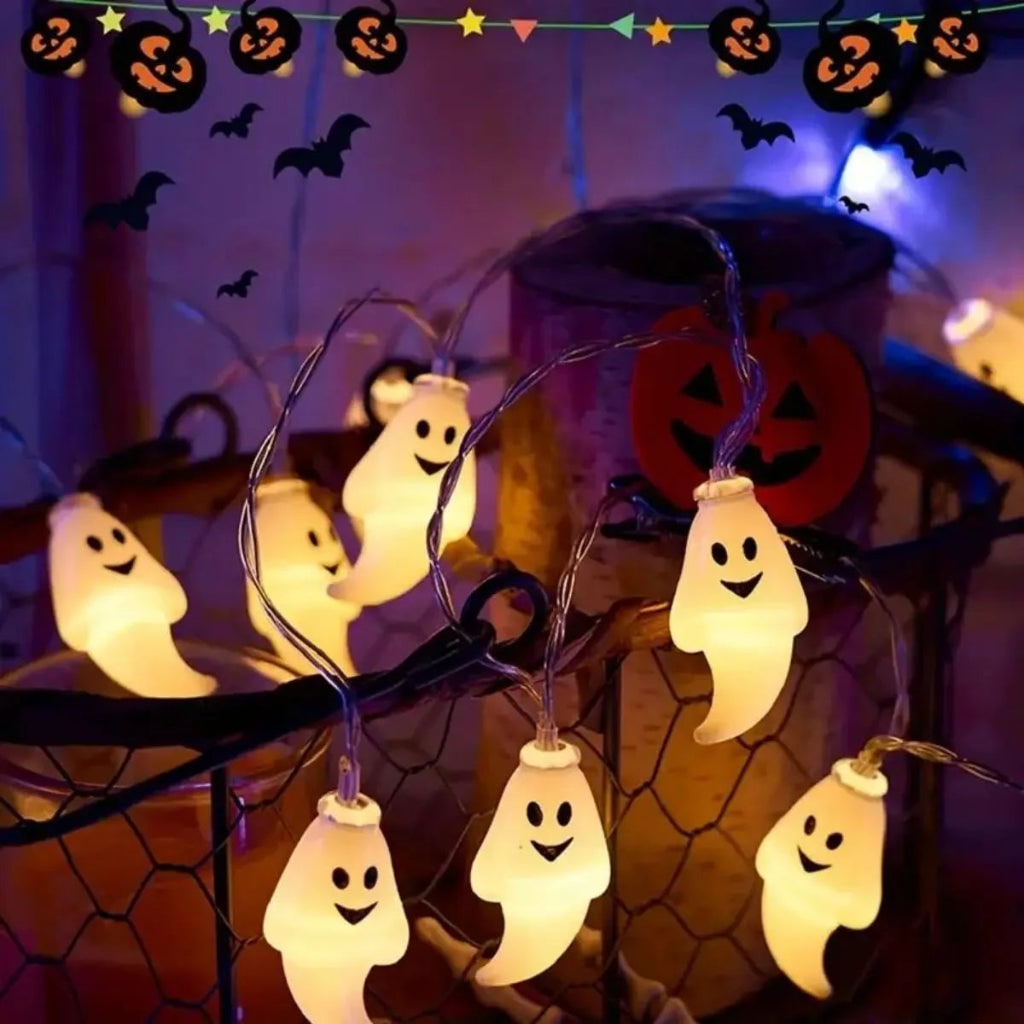 Halloween Outdoor Ghost String Lights with Battery Operated LED for Patio and Backyard Decoration - Image 5