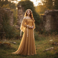 Halloween Plus Size Medieval Dress Costume with Embroidered Bodice and Off-Shoulder Neckline - Image 1