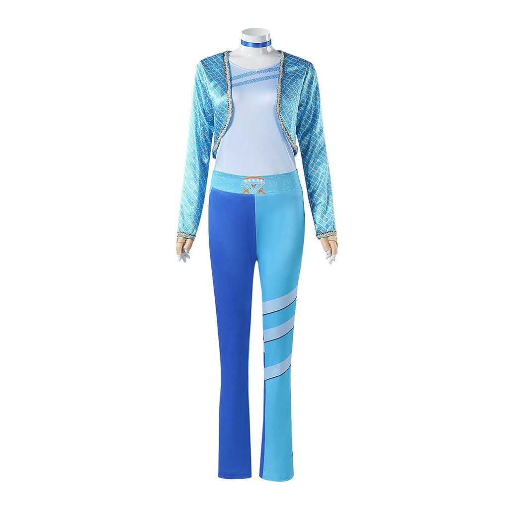 Halloween Police Officer Cosplay Costume with Cropped Jacket and Satin Choker - Image 2