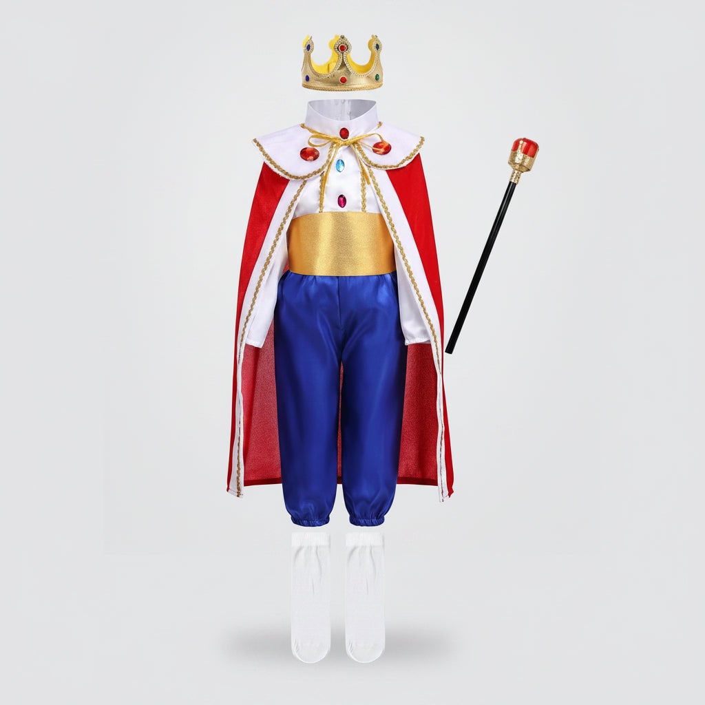 Halloween Prince Costume with Crown and Scepter Accessory Set for Royal Dress Up Party - Image 4
