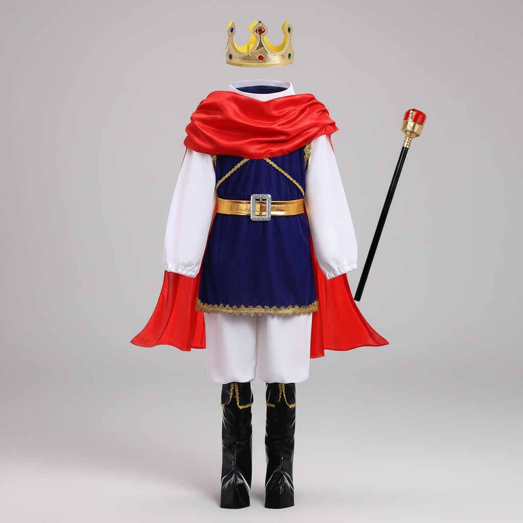 Halloween Prince Costume with Crown and Scepter Accessory Set for Royal Dress Up Party - Image 5