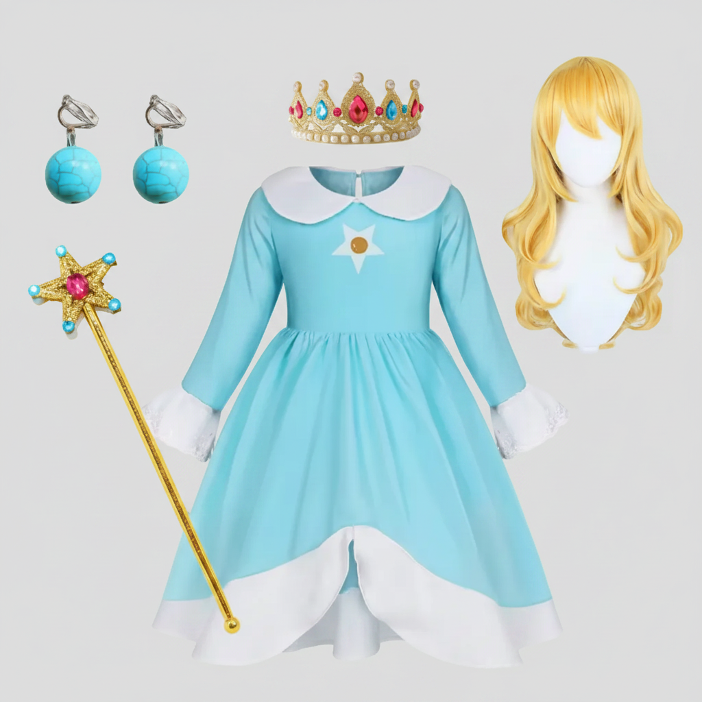Halloween Princess Costume Dress with Crown Wand and Accessories Set - Image 4
