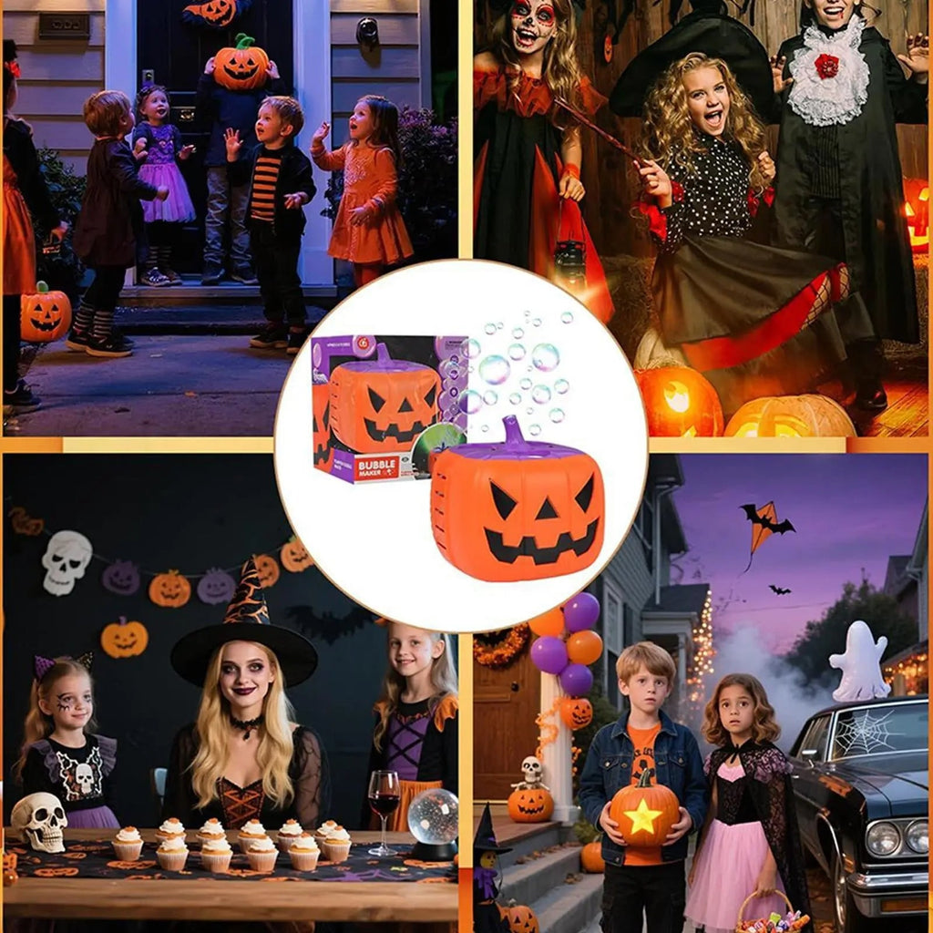 Halloween Pumpkin Bubble Machine Automatic Blower with LED Lights for Party Maker - Image 1