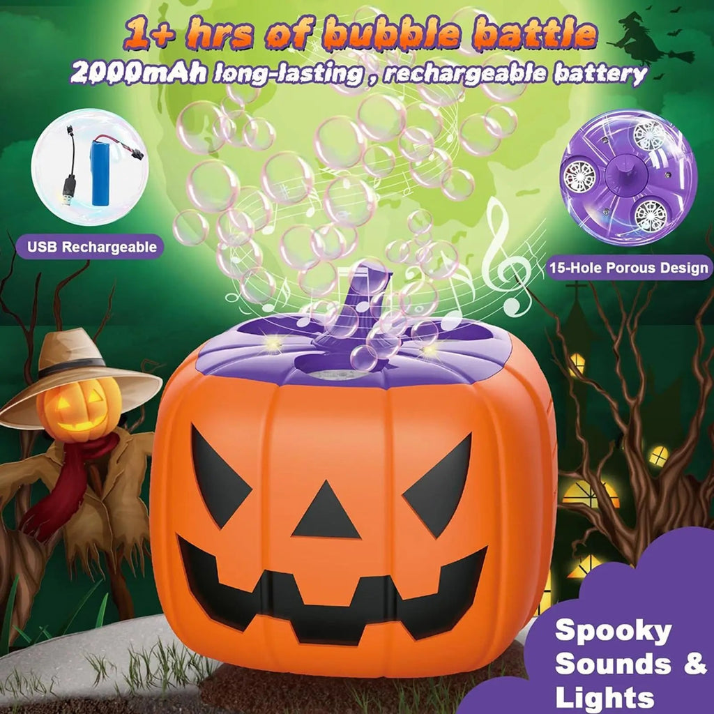 Halloween Pumpkin Bubble Machine Automatic Blower with LED Lights for Party Maker - Image 15