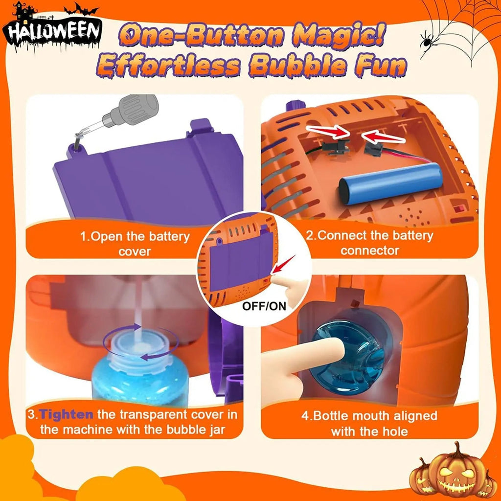 Halloween Pumpkin Bubble Machine Automatic Blower with LED Lights for Party Maker - Image 5