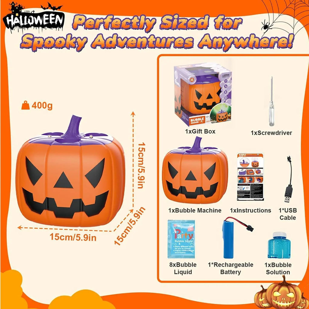 Halloween Pumpkin Bubble Machine Automatic Blower with LED Lights for Party Maker - Image 6