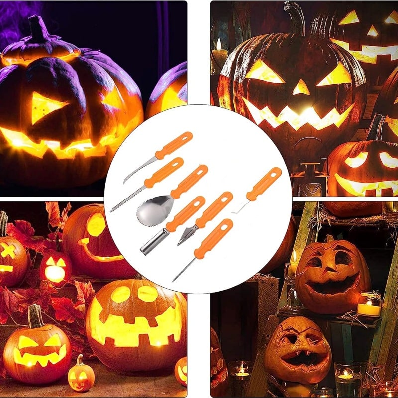 Halloween Pumpkin Carving Kit and Tools Stainless Steel with Saw Knife Scoop and Pouch - Image 1
