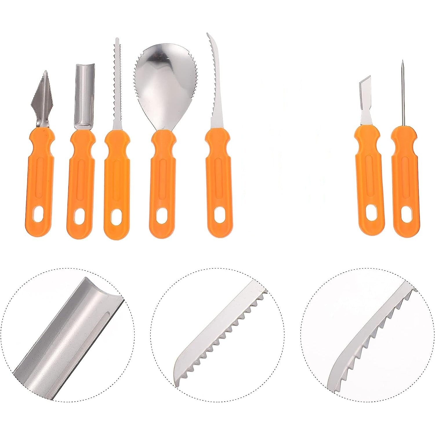Halloween Pumpkin Carving Kit and Tools Stainless Steel with Saw Knife Scoop and Pouch - Image 2