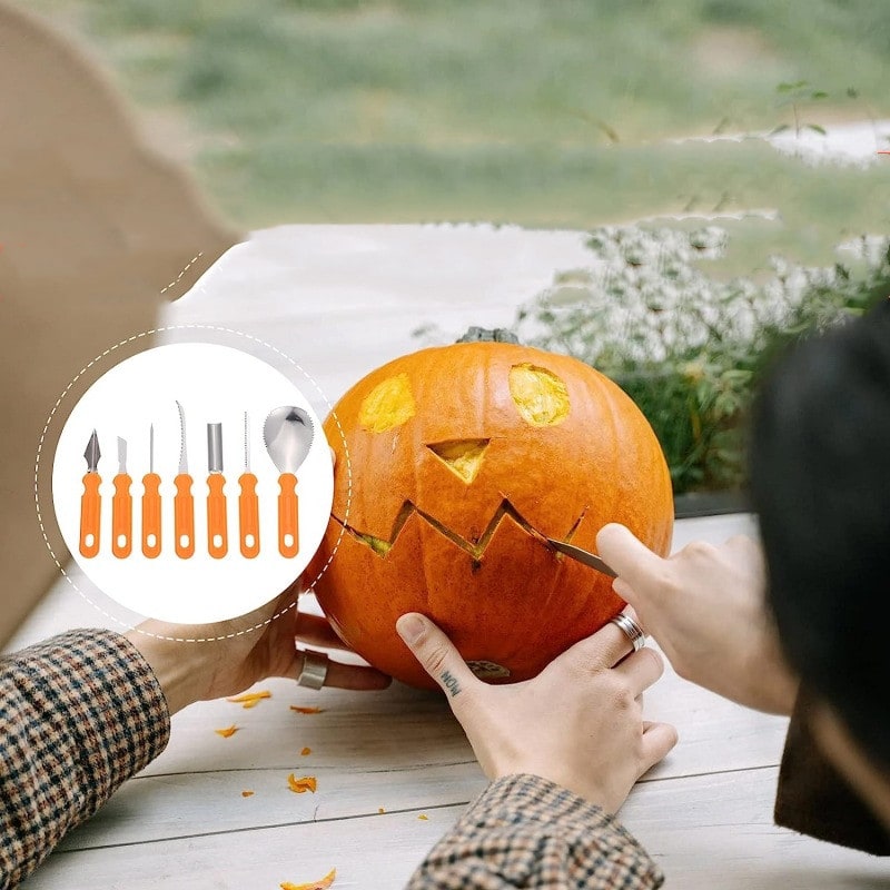 Halloween Pumpkin Carving Kit and Tools Stainless Steel with Saw Knife Scoop and Pouch - Image 6