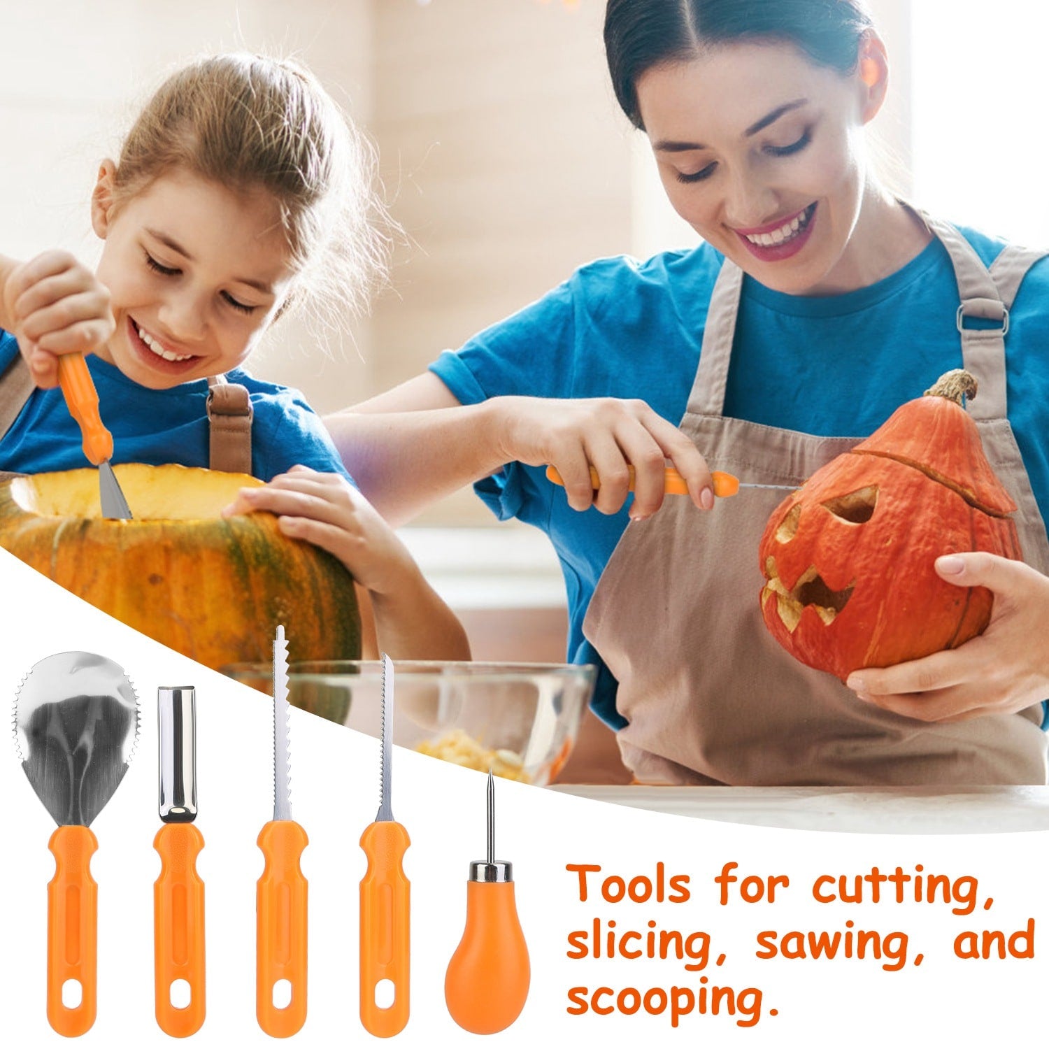 Halloween Pumpkin Carving Kit with Tools and Supplies 13-Piece Stainless Steel Saw and Sculpting Set - Image 6
