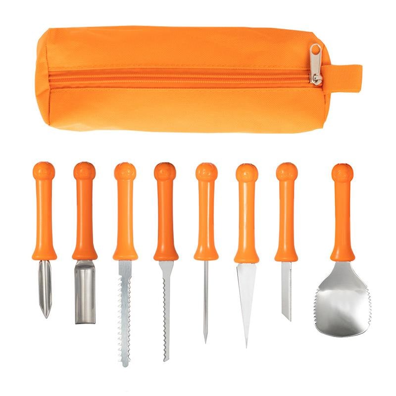 Halloween Pumpkin Carving Kit with Tools and Supplies Eight-Piece Stainless Steel Set - Image 1